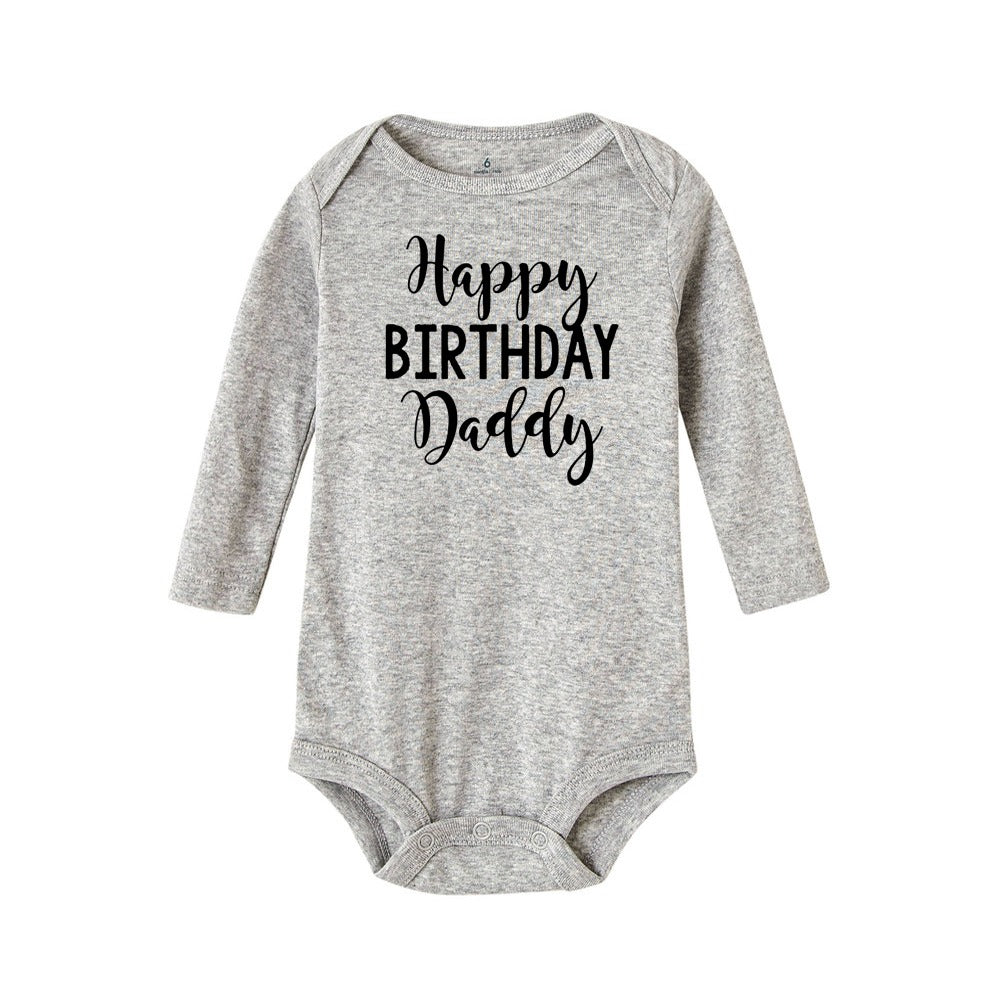 Long Sleeve Baby Romper Happy Birthday Daddy 0 24M