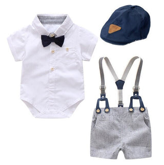Gentleman Formal Dress Romper + Hat + Bow Tie (0-24 months)
