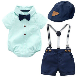 Gentleman Formal Dress Romper + Hat + Bow Tie (0-24 months)
