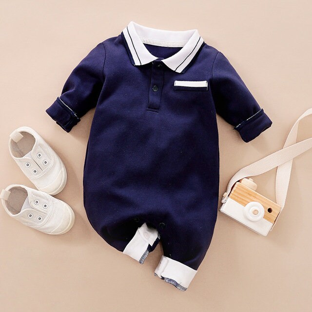 Baby Strampler Outfit für Jungs in Blau und Weiß Babykleidung (0-24 Monate) Taufkleidung Junge Baby Taufanzug Junge Baby Anzug Baby Junge