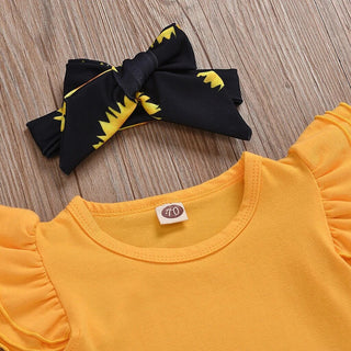 3Pcs New Born Baby Girl Long Sleeve Romper Tops Floral Pants Headband Clothes Set