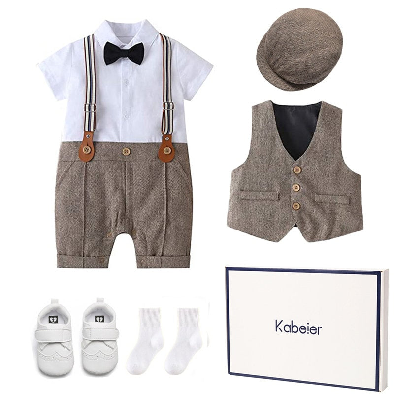 Kurzarm Strampler Set Neugeborene Baby Junge Taufanzug Junge Baby Taufoutfit Junge Outfit Taufe Junge Baby boy (0-18 Monate) Herbst