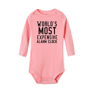 Unisex Baby Romper: World's Most Expensive Alarm Clock (0-24Months) Babyclothing Babyboy Babyromper Baby Clothes Baby clothing set