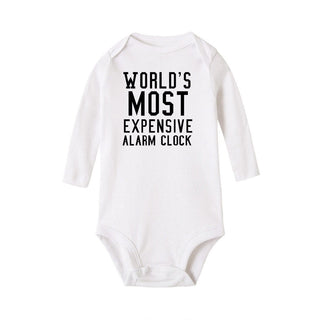 Unisex Baby Romper: World's Most Expensive Alarm Clock (0-24Months) Babyclothing Babyboy Babyromper Baby Clothes Baby clothing set