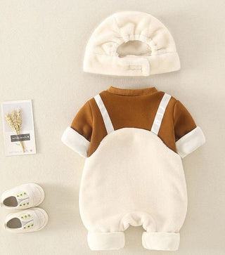 Winter Warm Baby Rompers Cartoon Bear Baby Boys Hooded Clothes Newborns Jumpsuit For Kids Boys Fleece Clothes 0-12Month