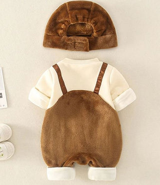 Winter Warm Baby Rompers Cartoon Bear Baby Boys Hooded Clothes Newborns Jumpsuit For Kids Boys Fleece Clothes 0-12Month