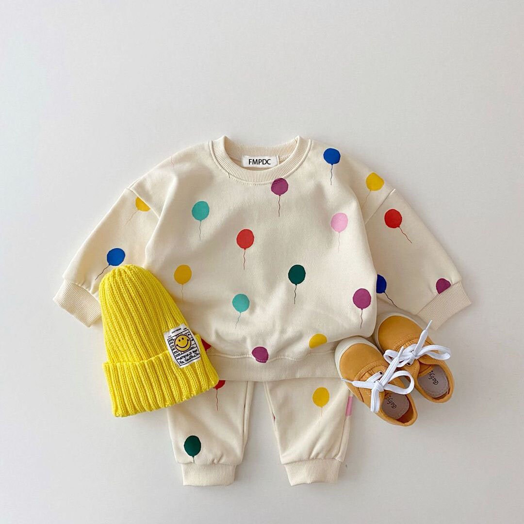 Spring Kids Hooded Sweater & Pants Suit Set