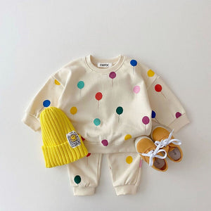 Spring Kids Hooded Sweater & Pants Suit Set