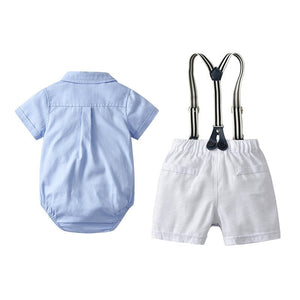 Newborn Baby Boy Clothing Romper set Gentleman outfit Short Sleeve Summer (0-18 months)