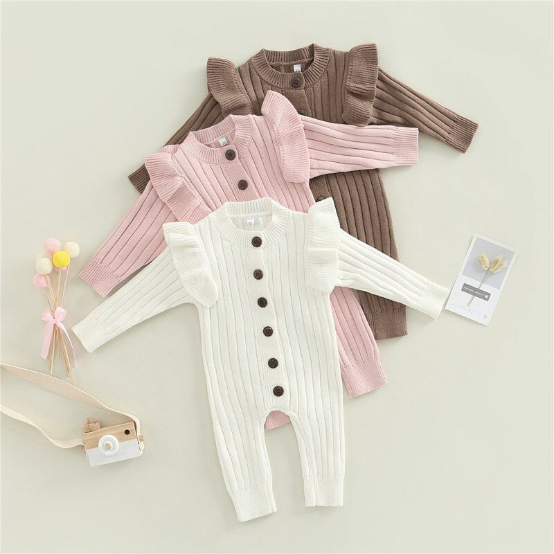Baby Mädchen Herbst Strampler in Pink, Weiß und Braun (3-18 Monate) Neugeborenen Kleidung Set Babykleid Babymädchen Mädchenkleidung